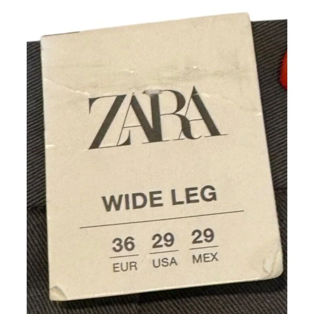Zara Men's‎ Dress Pants Pleated Wide Leg Straight Trouser Gray 33X 30 (Tag 29)